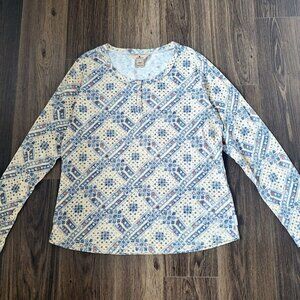 💙 Woolrich Long Sleeve Henley Soft Stretch Cotton Size M/L Lounge Layer Fall